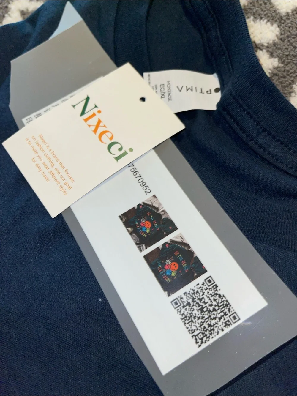 XL Colorful Dog Graphic Tee - Navy - Unbranded
